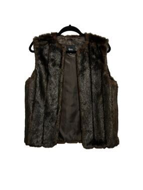 Dennis Basso faux fur open front vest Womnen's size xs